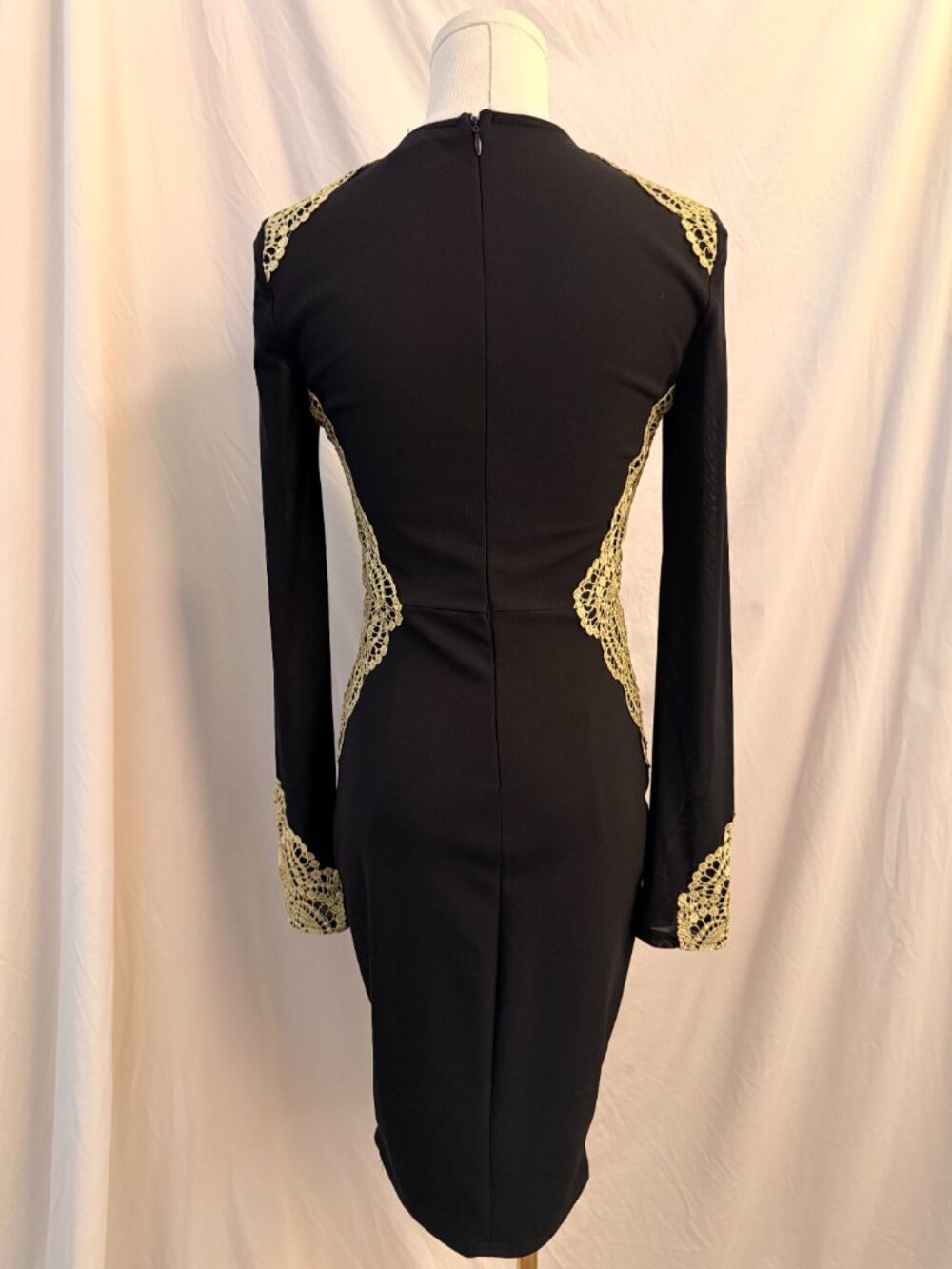 Akira Black Lace Trim Mesh Sleeve Dress - Picture 3 of 5